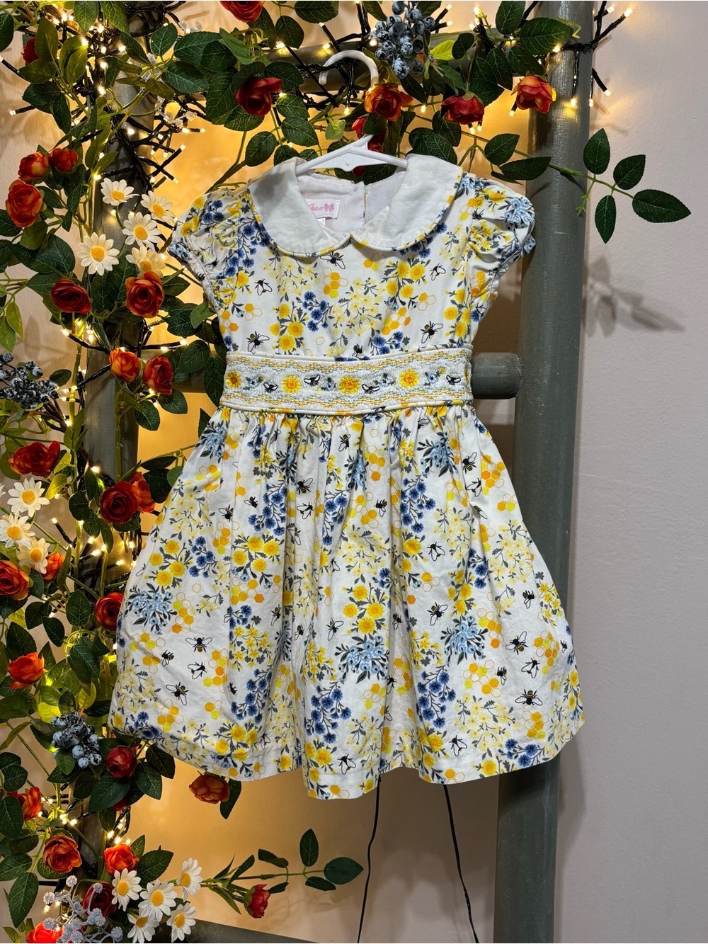 Bonnie Jean Yellow‎ and Blue Floral Dress